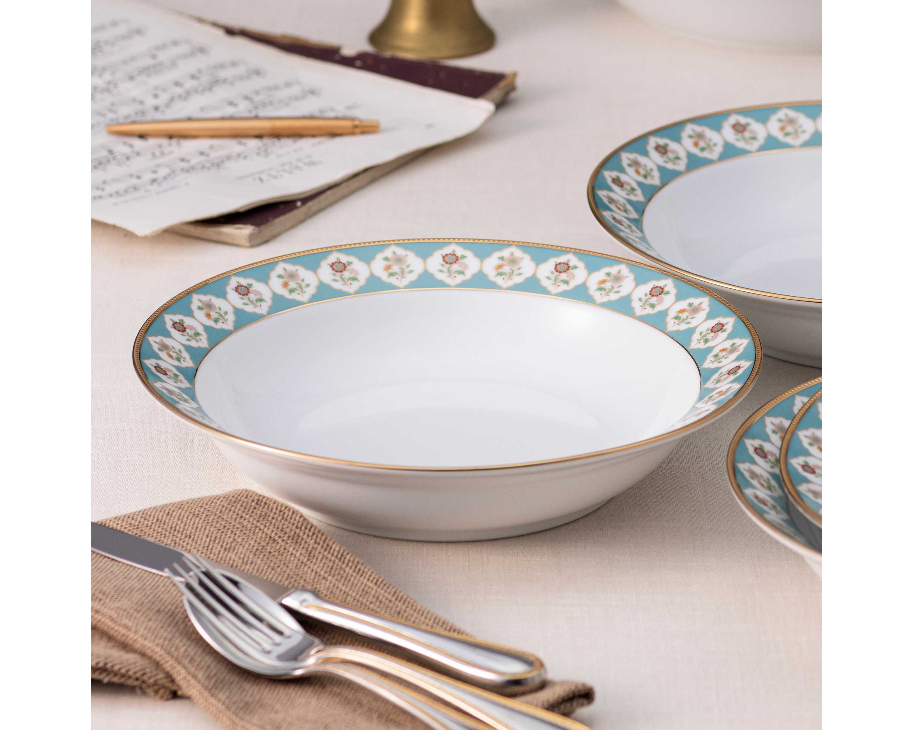Lodis Morning Set of 4 Rim Dinner Bowls, 10", 25 oz.