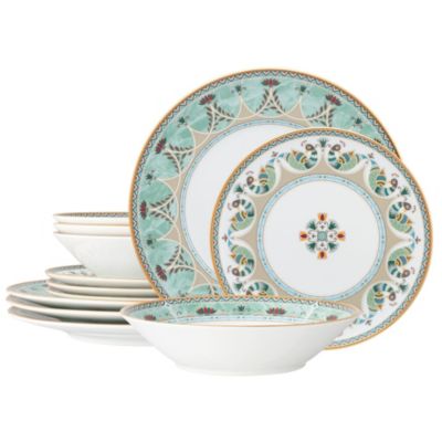 Noritake Serene Garden 12-Piece Dinnerware Set, Service for 4, Green