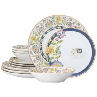 Noritake Tusker Garden 12-Piece Dinnerware Set, Service For 4
