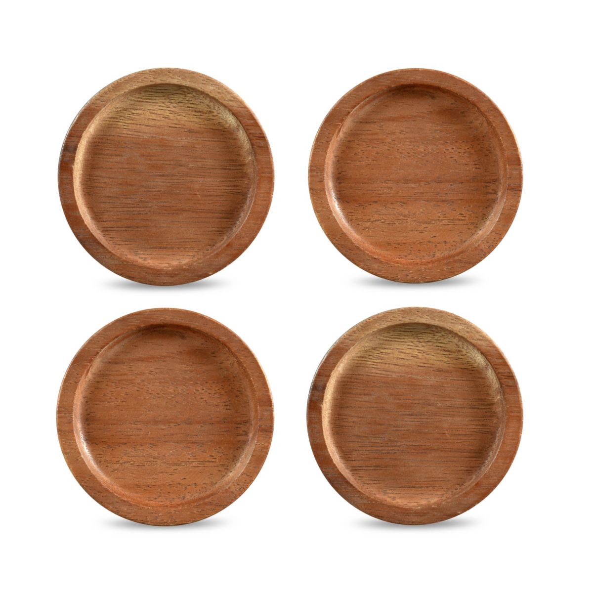 Kona Wood Set Of 4 Coasters, 3-3/4"