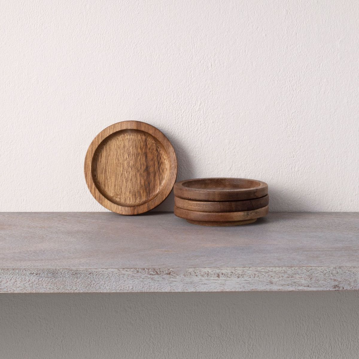 Kona Wood Set Of 4 Coasters, 3-3/4"