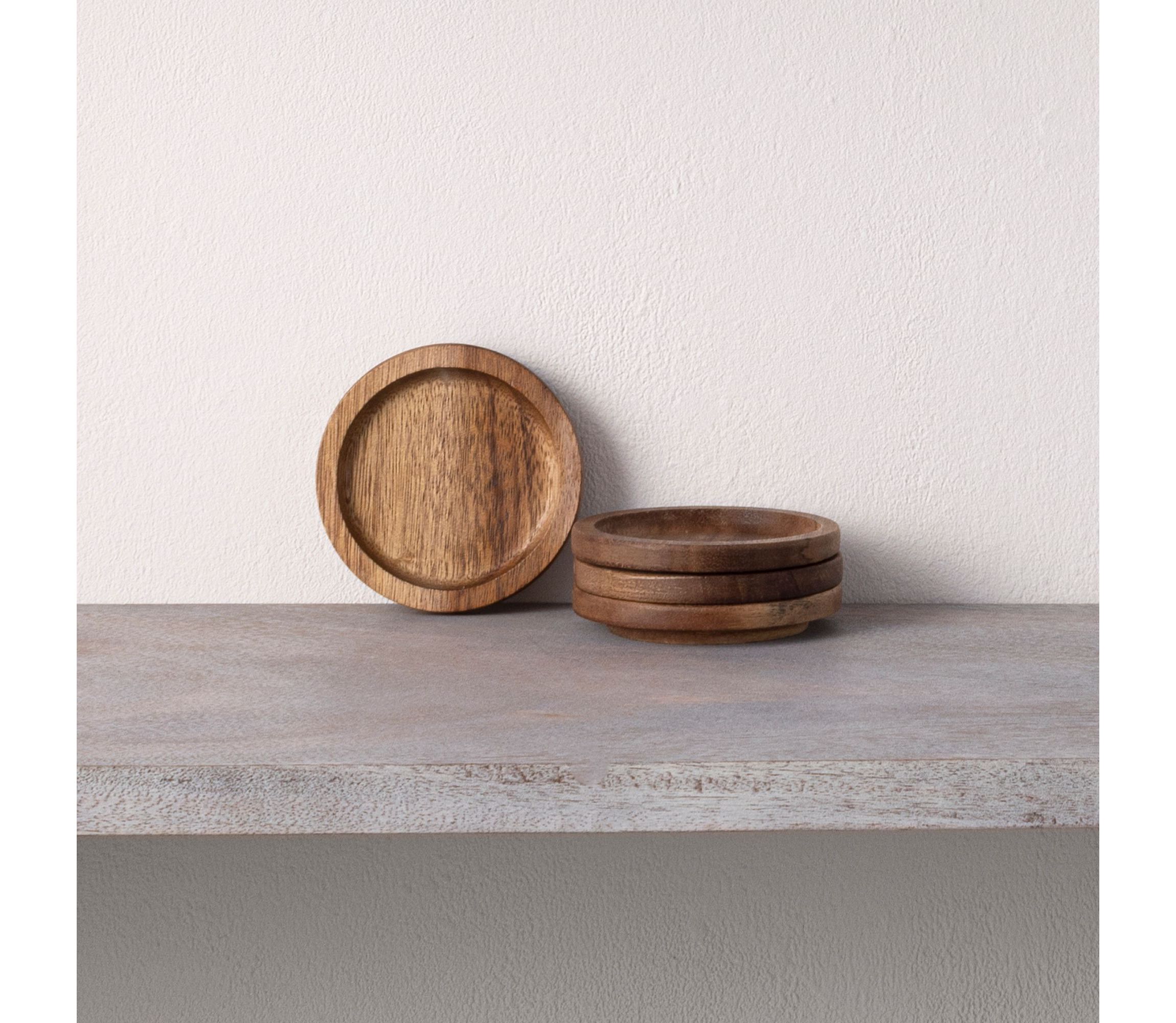 Kona Wood Set Of 4 Coasters, 3-3/4"