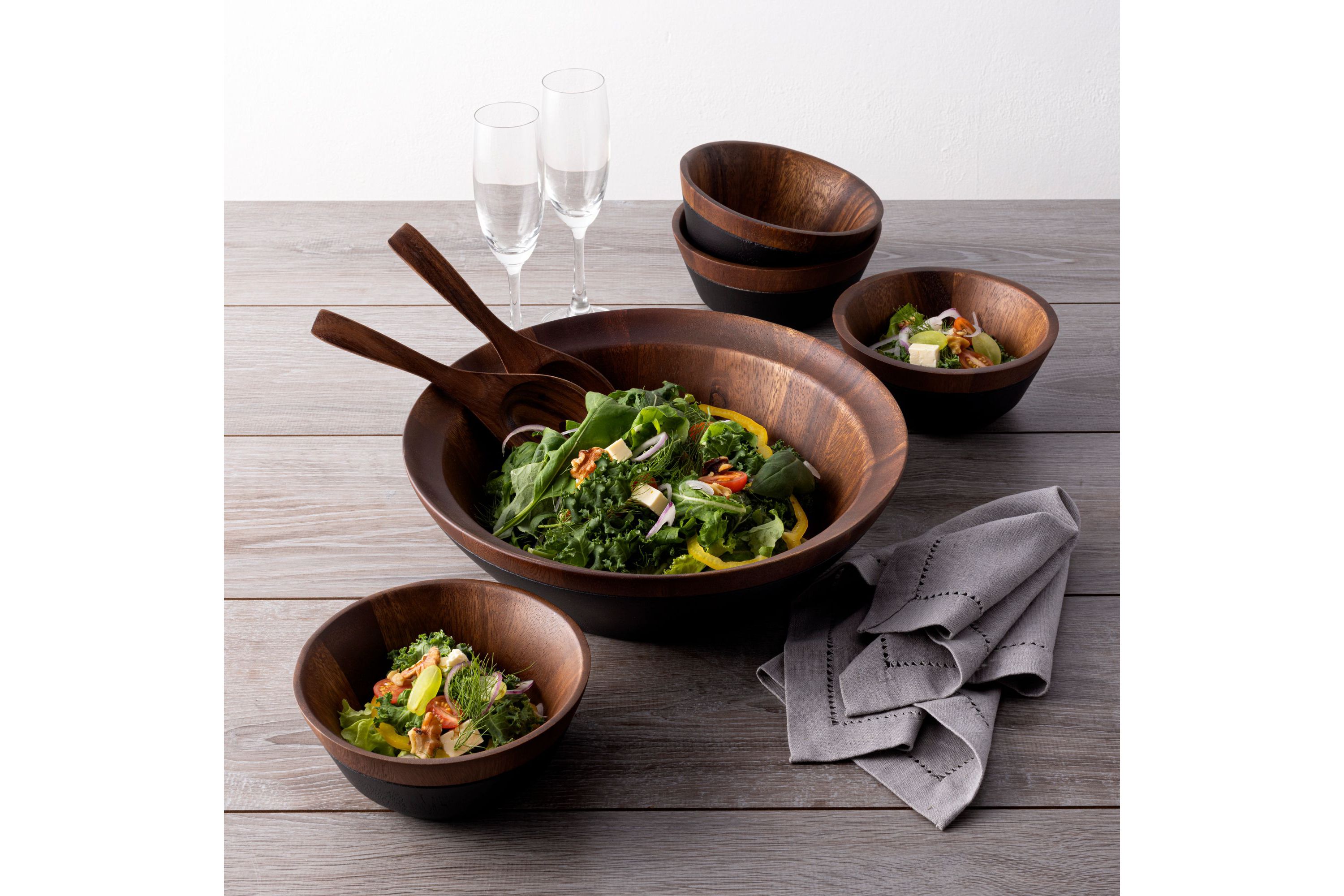Kona Wood Set Of 2 Small Bowls, 7", 20 oz.