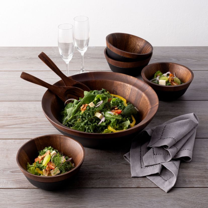 Kona Wood Set Of 2 Small Bowls, 7", 20 oz.