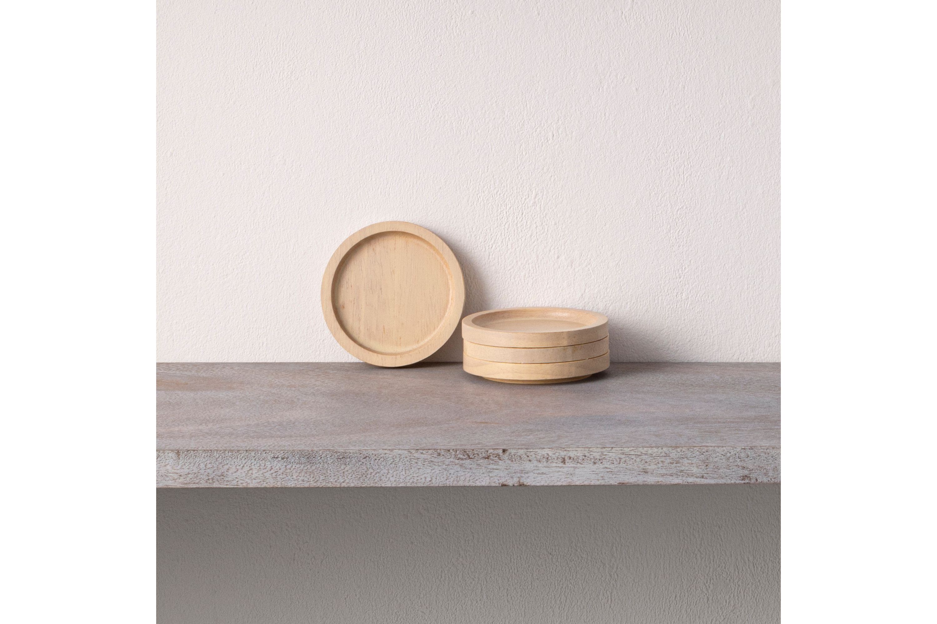 Hammock Wood Set Of 4 Coasters, 3-3/4"