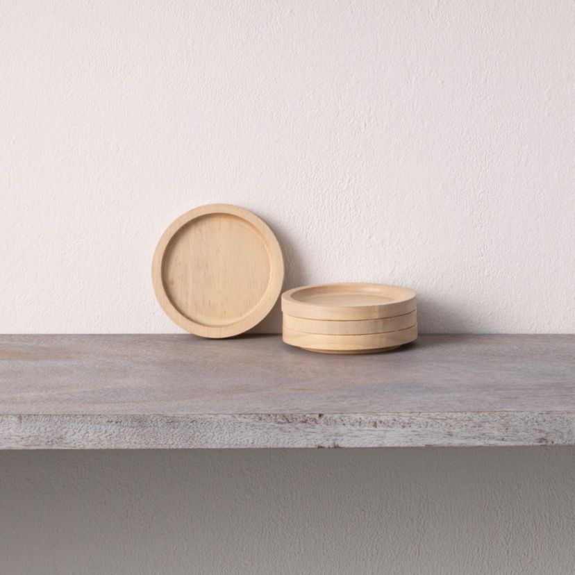 Hammock Wood Set Of 4 Coasters, 3-3/4"