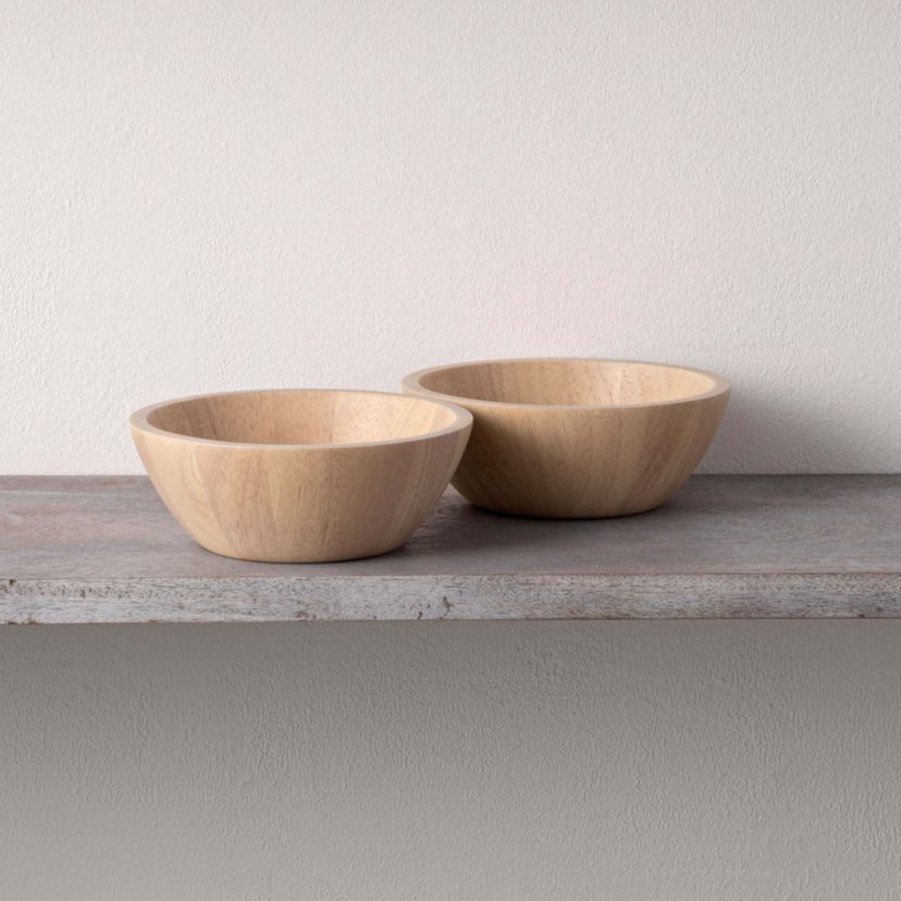 Hammock Wood Set Of 2 Small Bowls, 7", 20 oz.