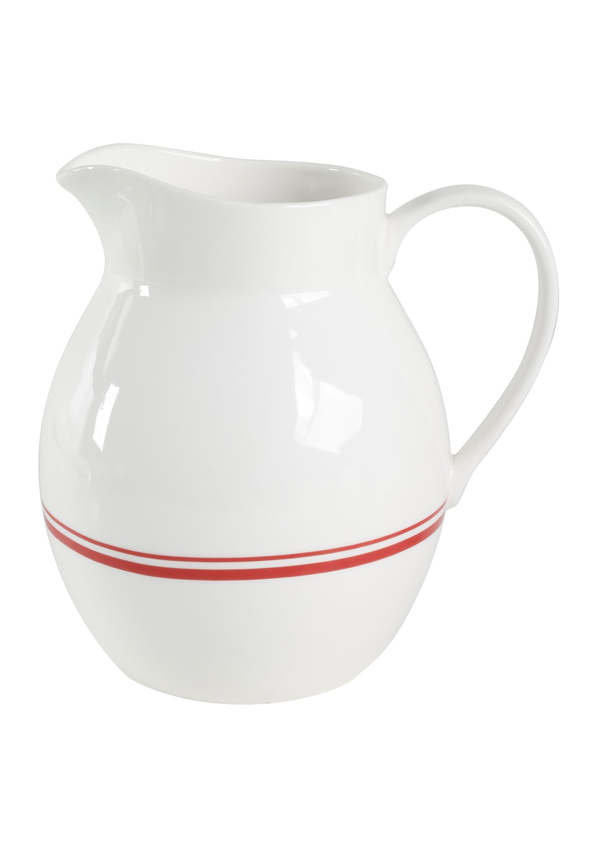   Bone China White with Red Band Pitcher 