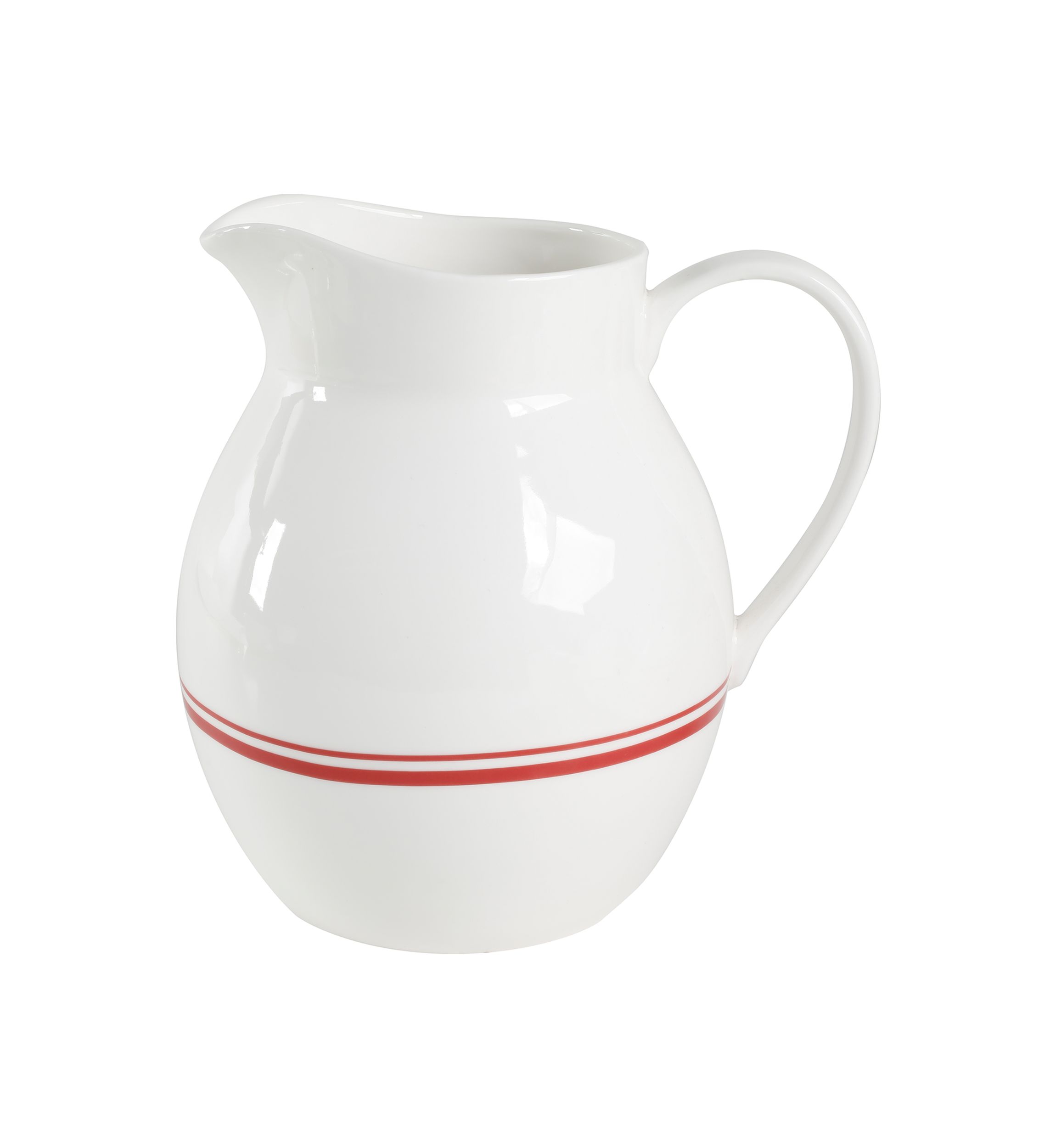   Bone China White with Red Band Pitcher 