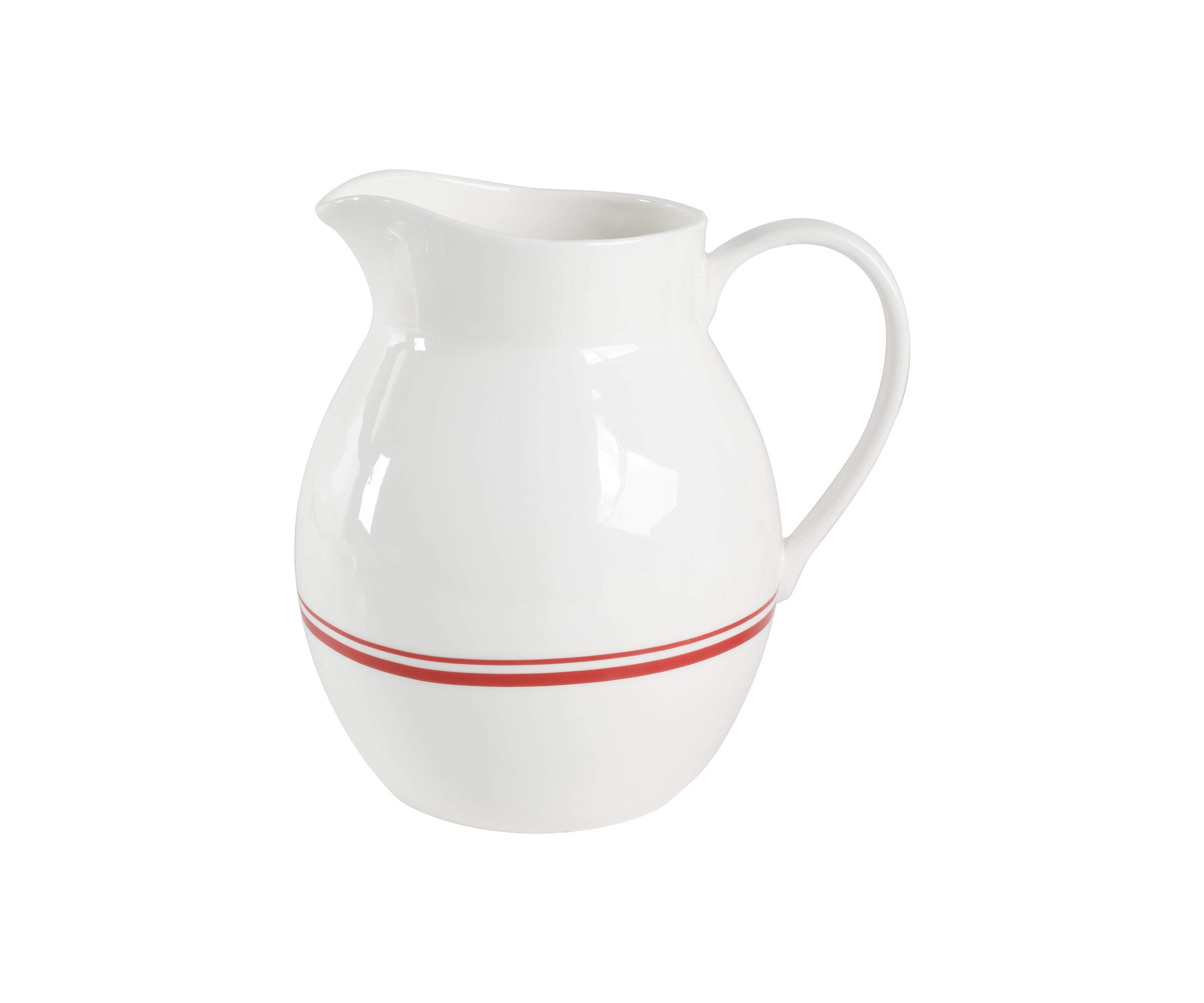   Bone China White with Red Band Pitcher 