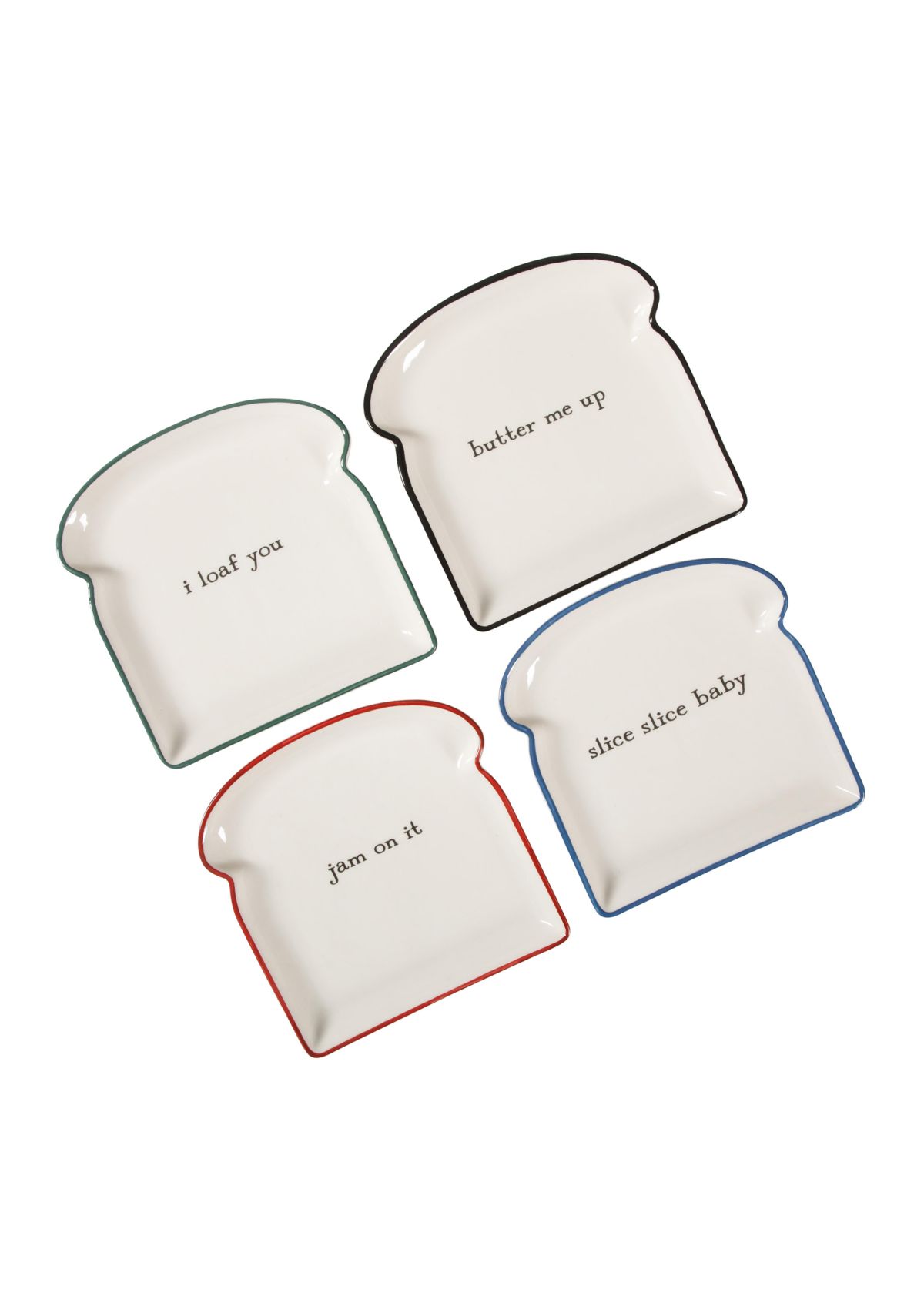 Set of 4 Assorted Toast Stoneware Plates 
