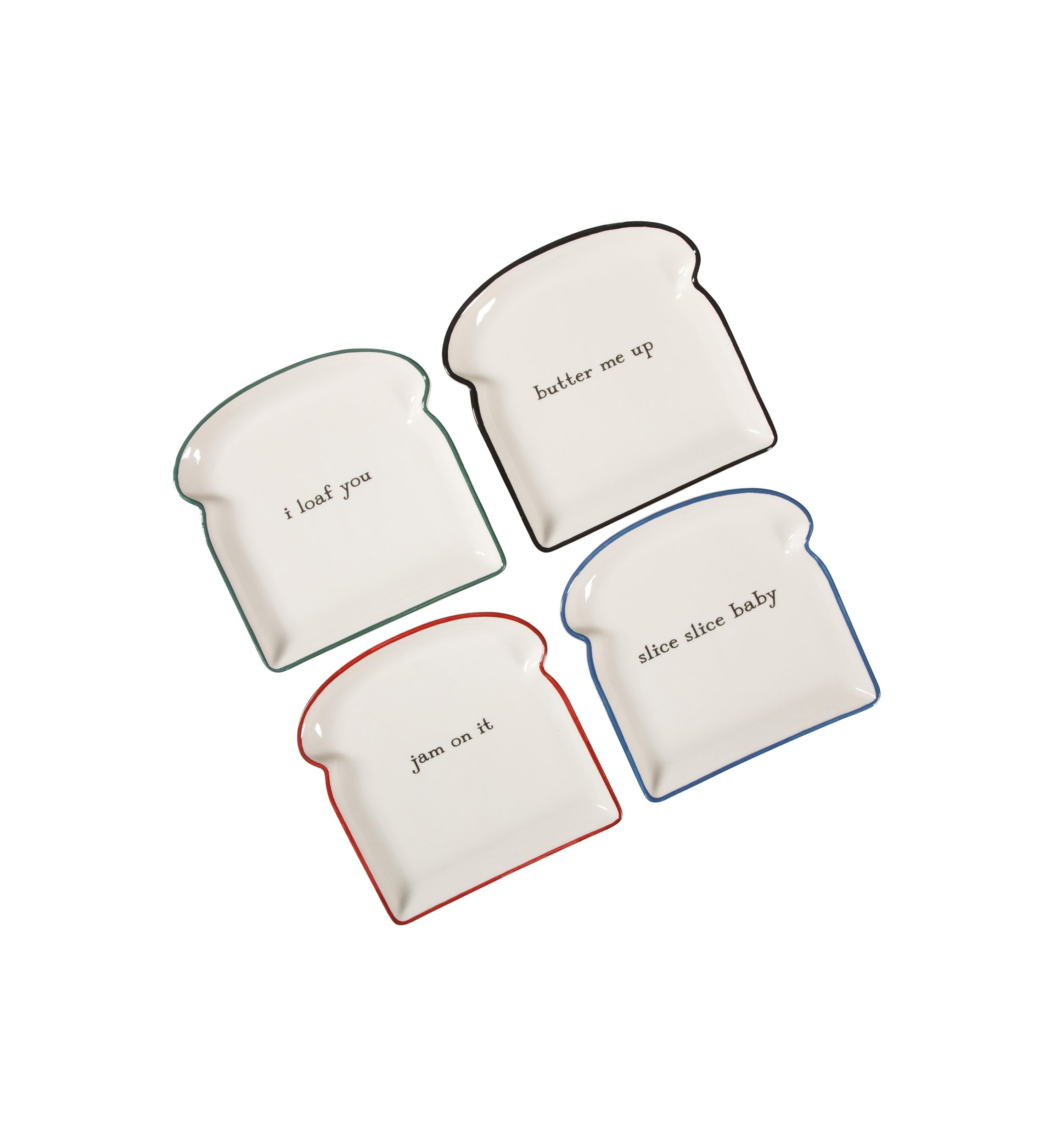 Set of 4 Assorted Toast Stoneware Plates 