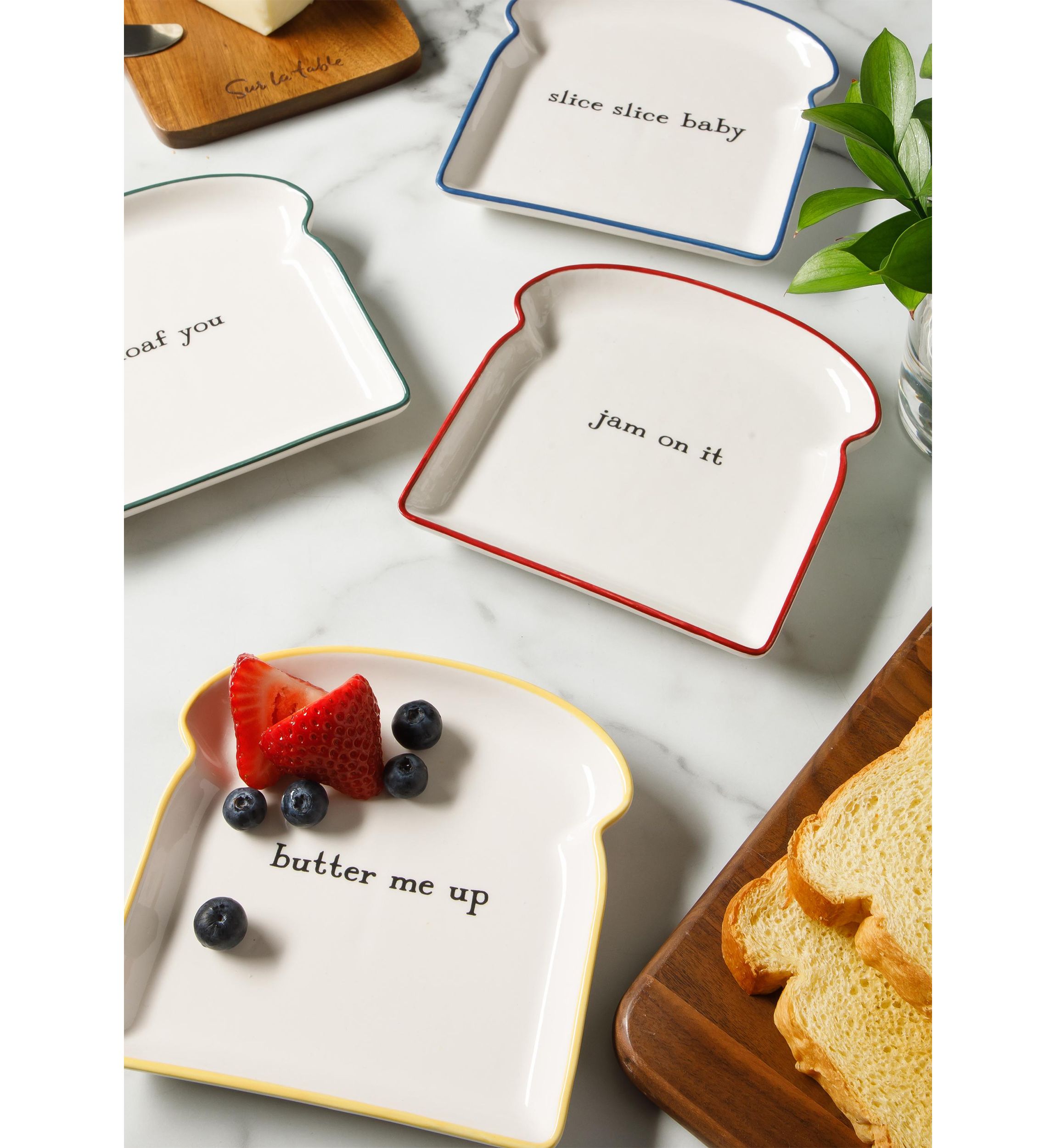 Set of 4 Assorted Toast Stoneware Plates 