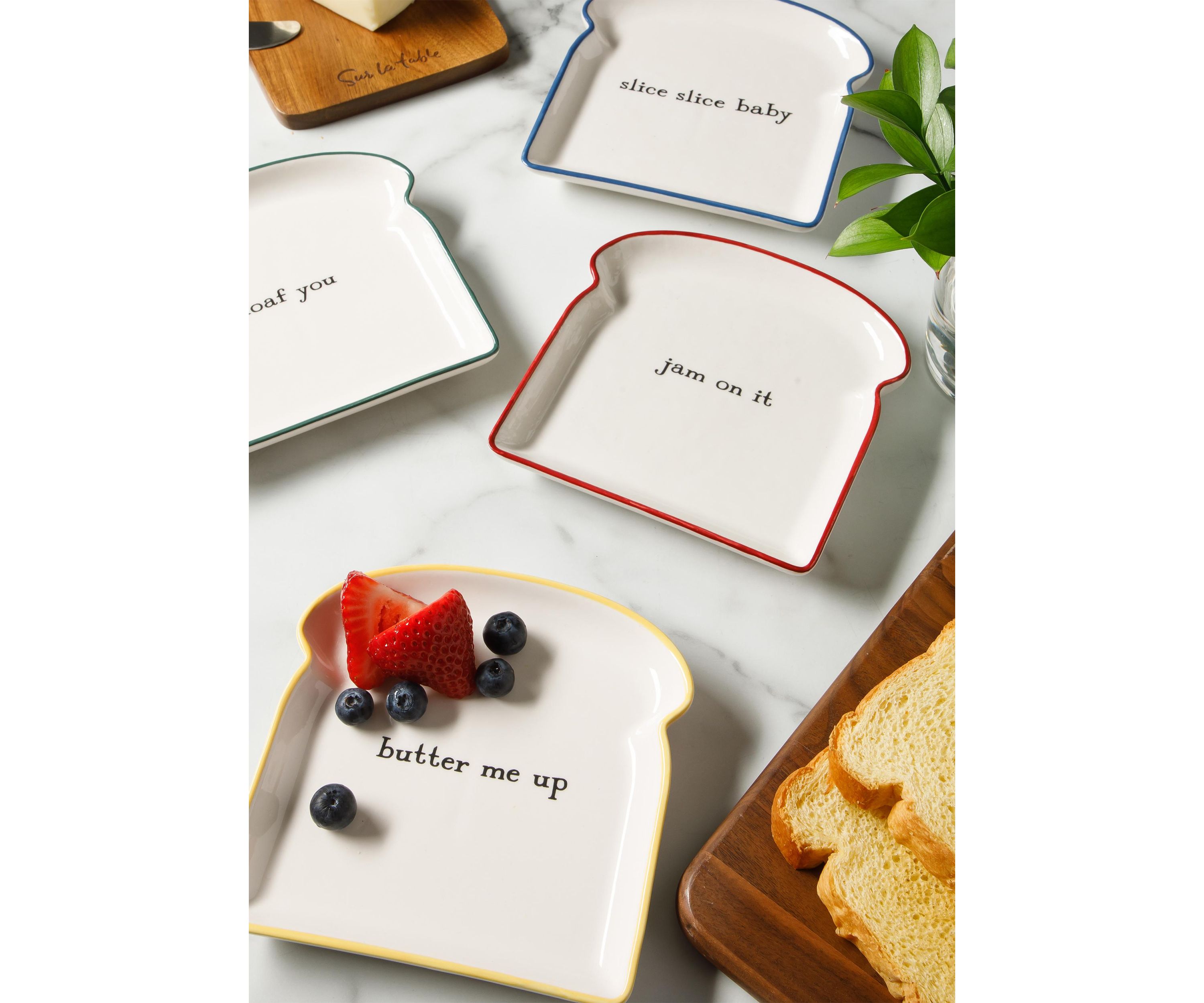 Set of 4 Assorted Toast Stoneware Plates 