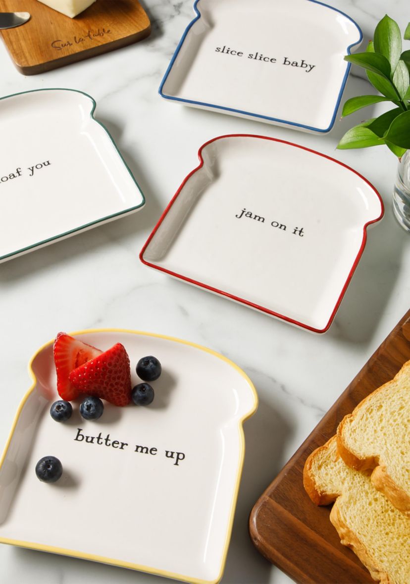 Set of 4 Assorted Toast Stoneware Plates 