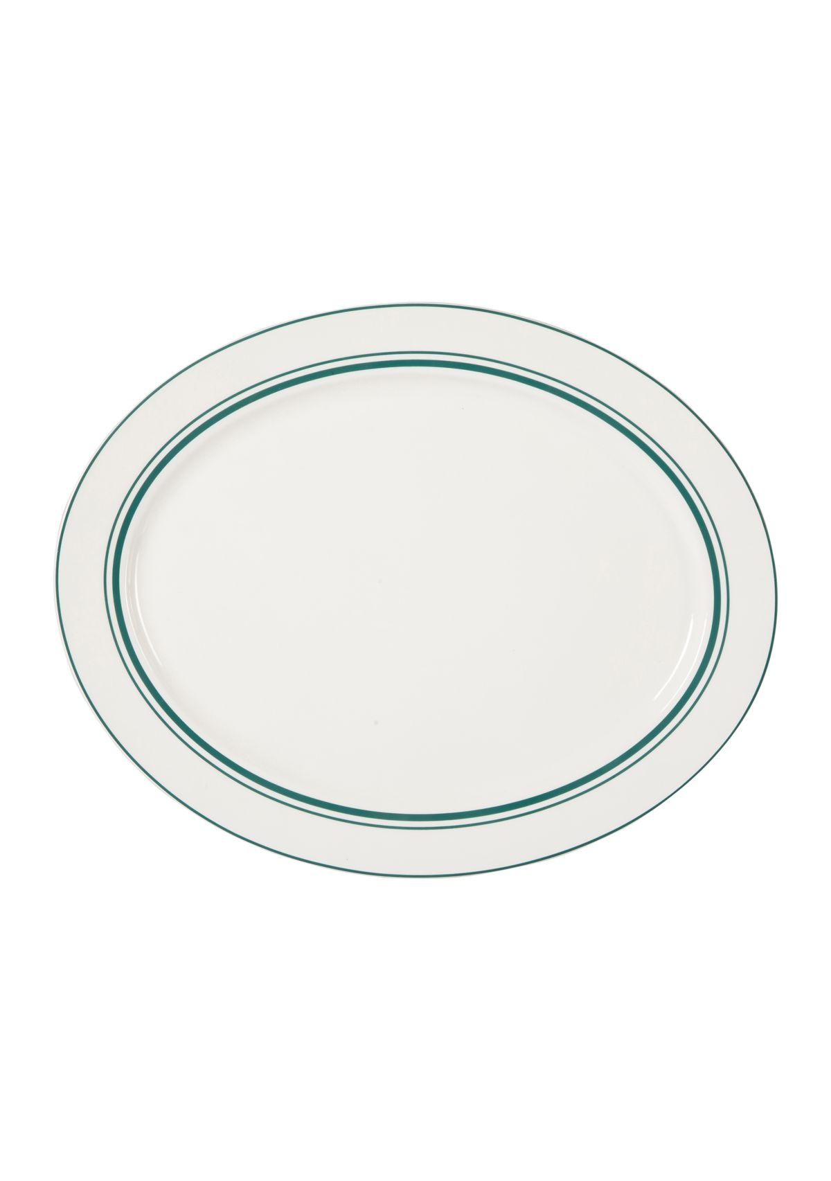 14" Oval Platter With Green Band