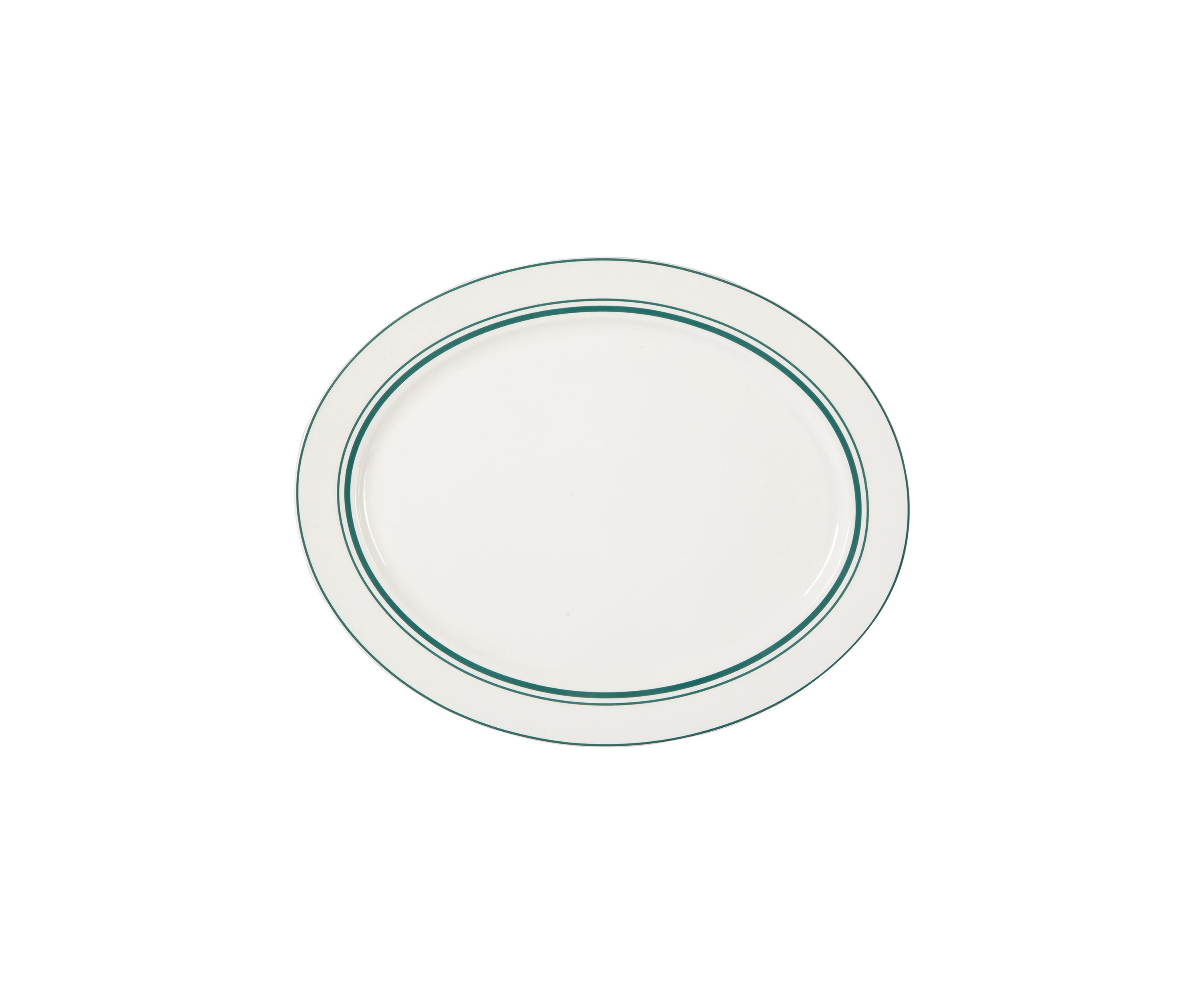 14" Oval Platter With Green Band