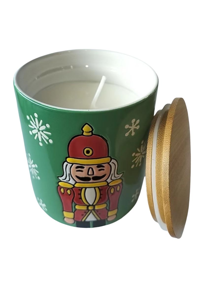 Nutcracker Lidded Stoneware Candle