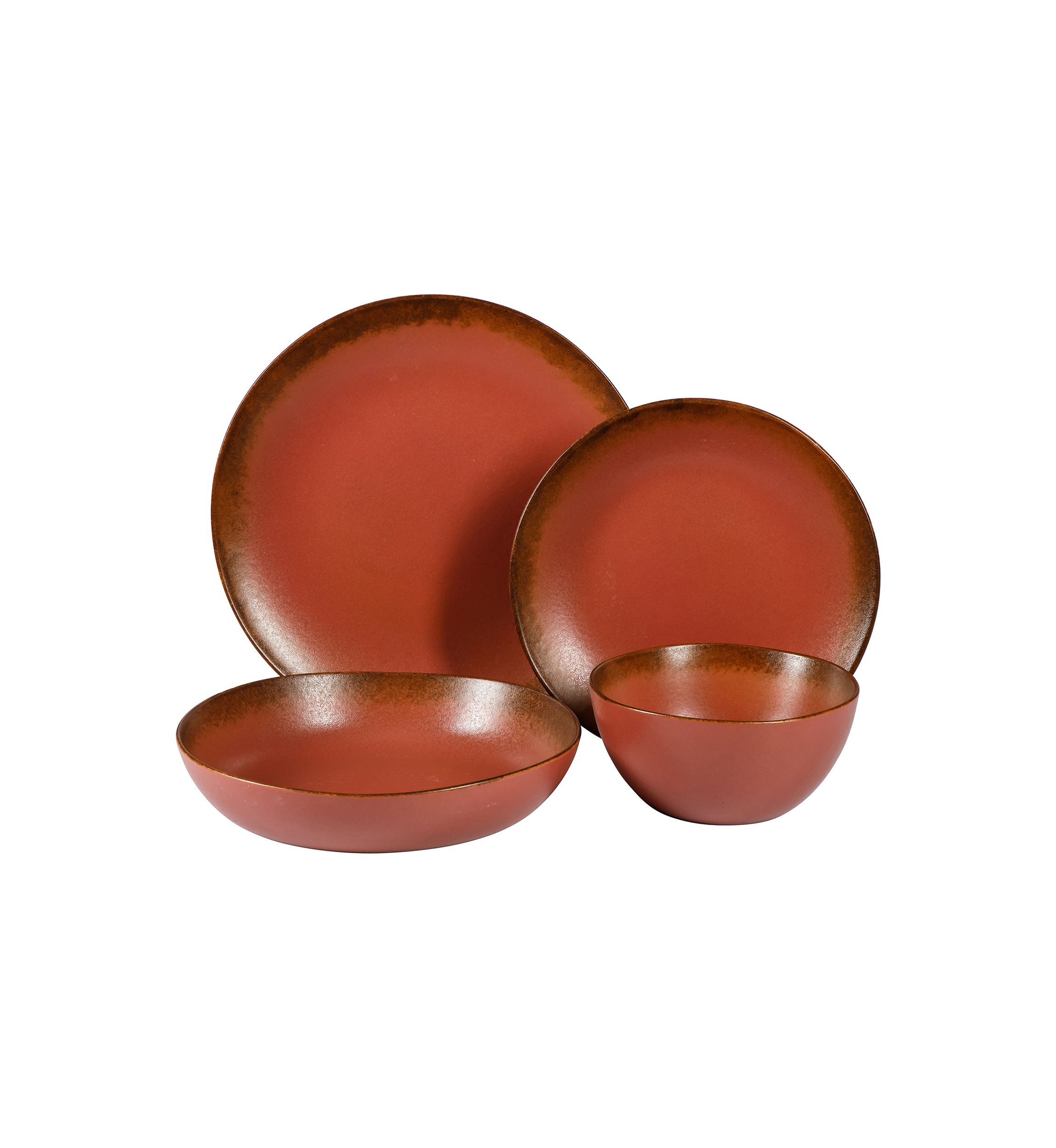   Palermo Sun Reactive Glaze Dinnerware Paprika Red 16-Piece Set 