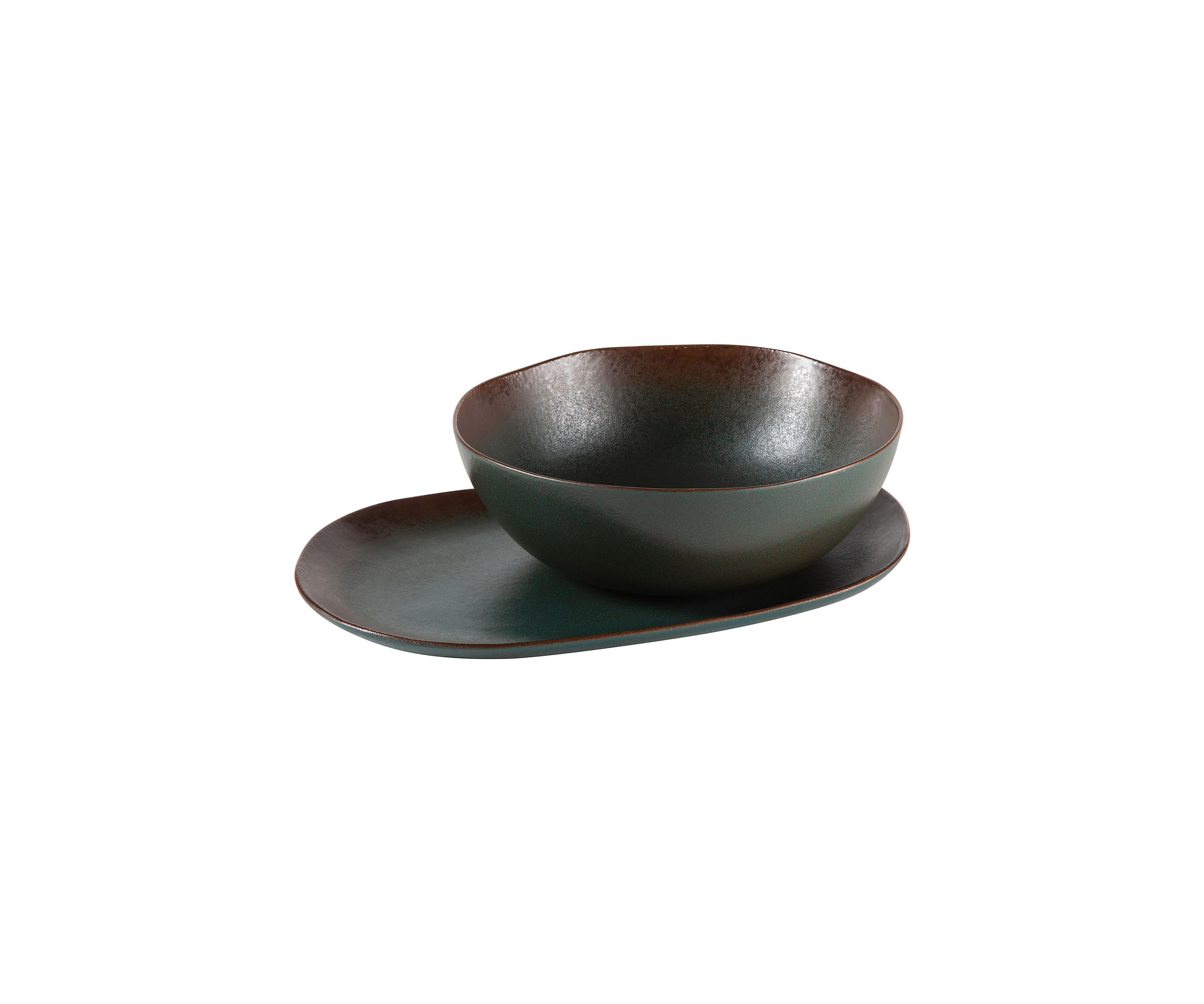  Palermo Sun Reactive Glaze Dinnerware Agave Green 2-Piece Serving Set 