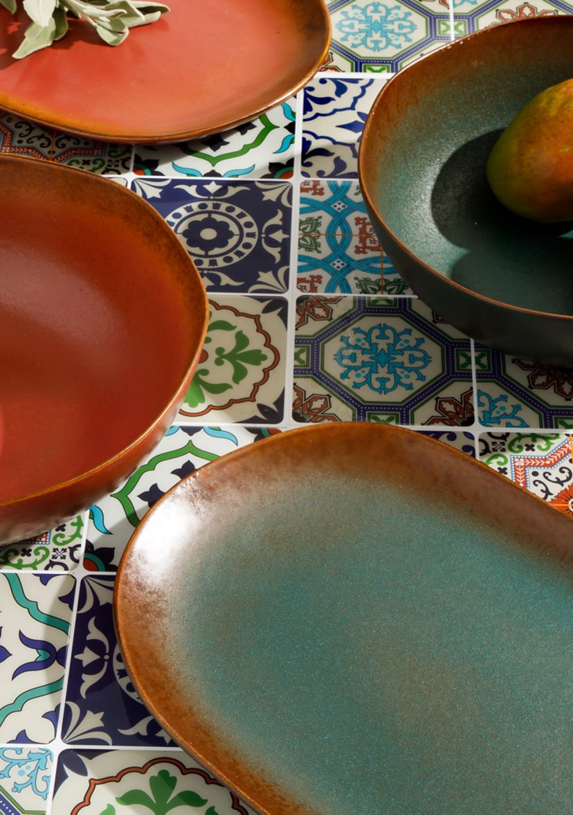  Palermo Sun Reactive Glaze Dinnerware Agave Green 2-Piece Serving Set 