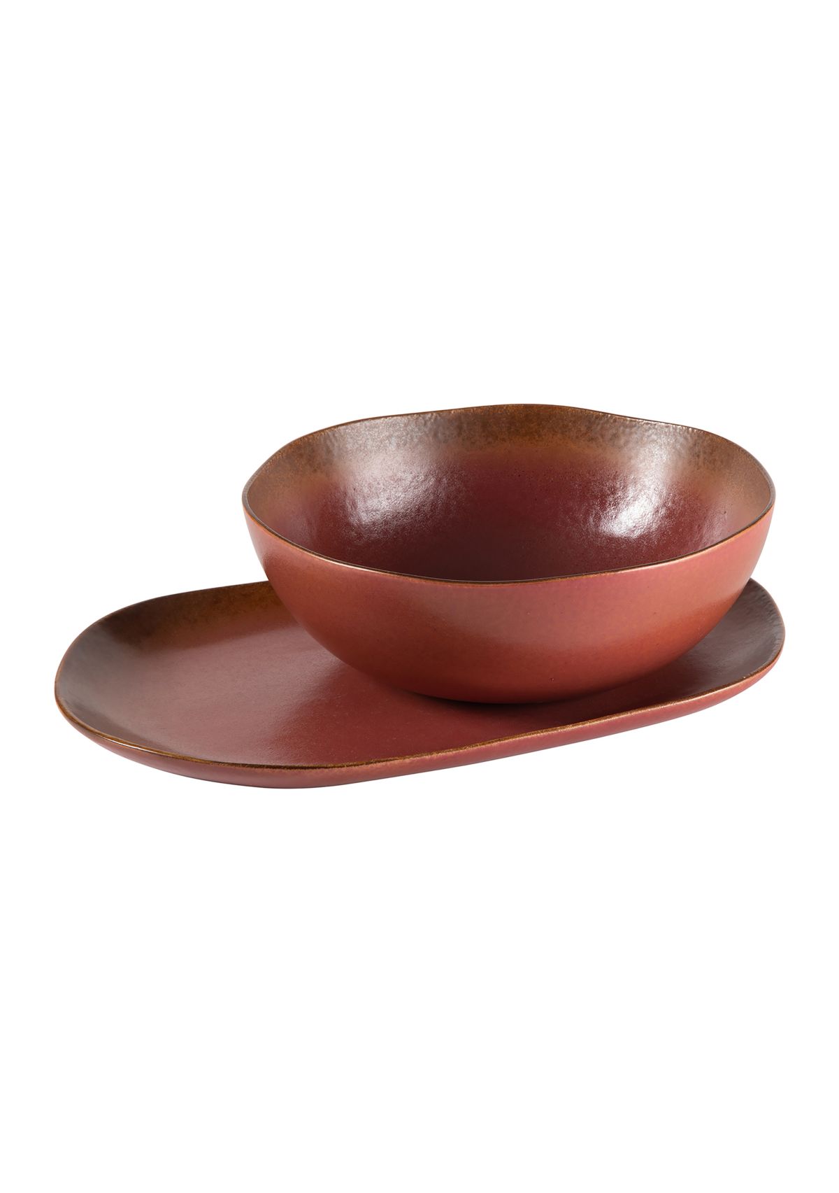 	  Palermo Sun Reactive Glaze Dinnerware Paprika Red 2-Piece Serving Set 