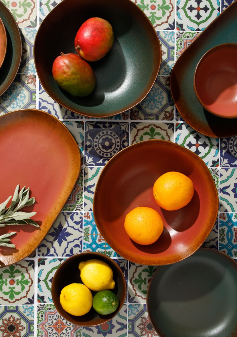 	  Palermo Sun Reactive Glaze Dinnerware Paprika Red 2-Piece Serving Set 