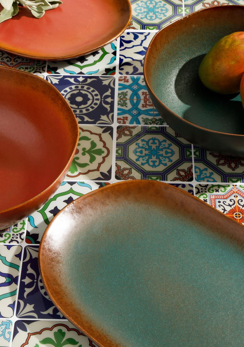 	  Palermo Sun Reactive Glaze Dinnerware Paprika Red 2-Piece Serving Set 