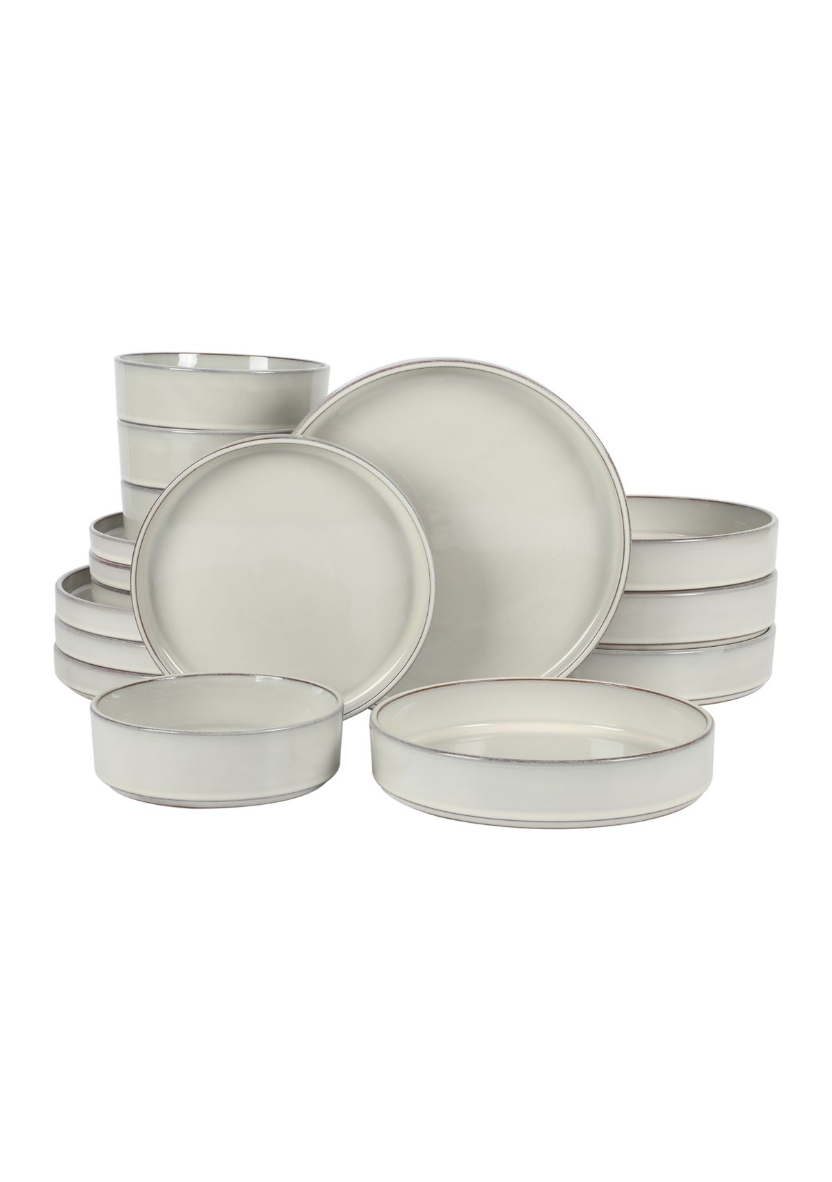 16 Piece White Reactive Glaze Dinnerware Set
