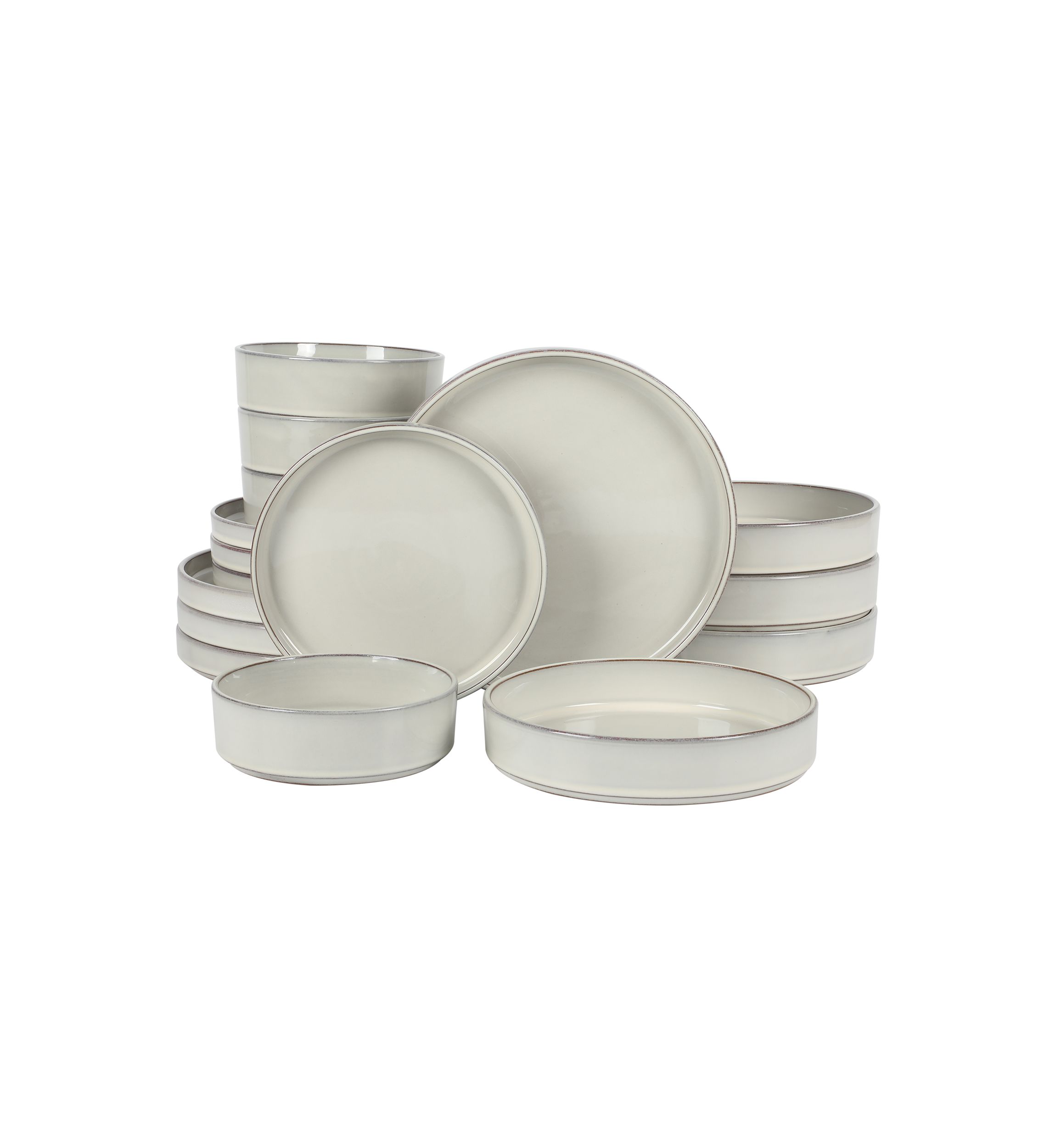 16 Piece White Reactive Glaze Dinnerware Set