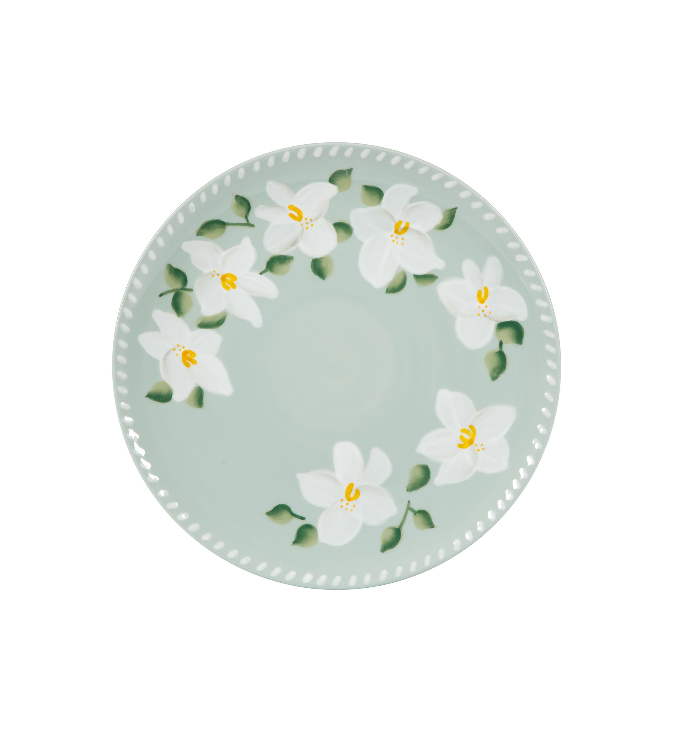 Magnolia Bloom Handpainted Dinner Plate 10.75