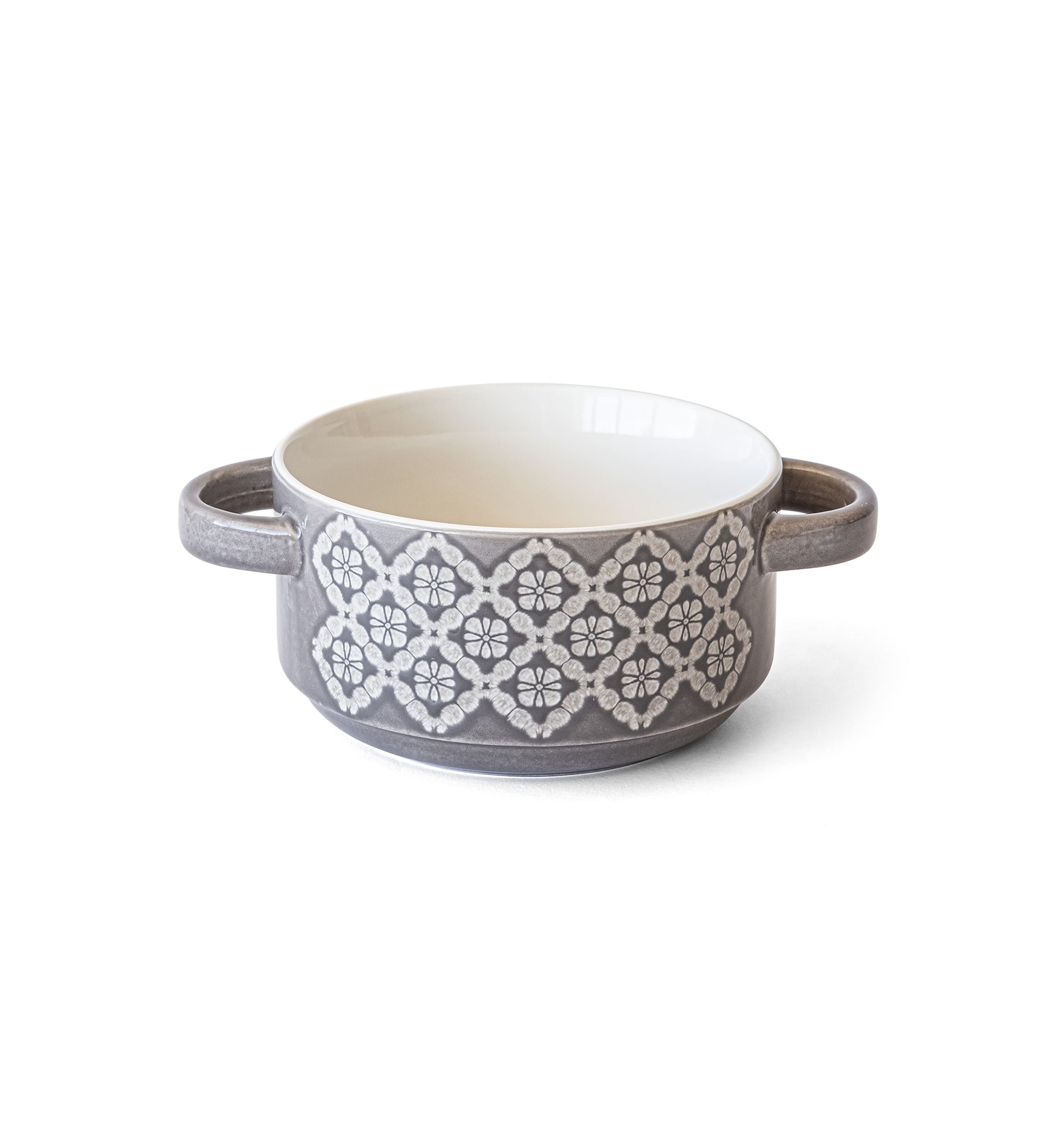 Embossed Gray Soup Mug