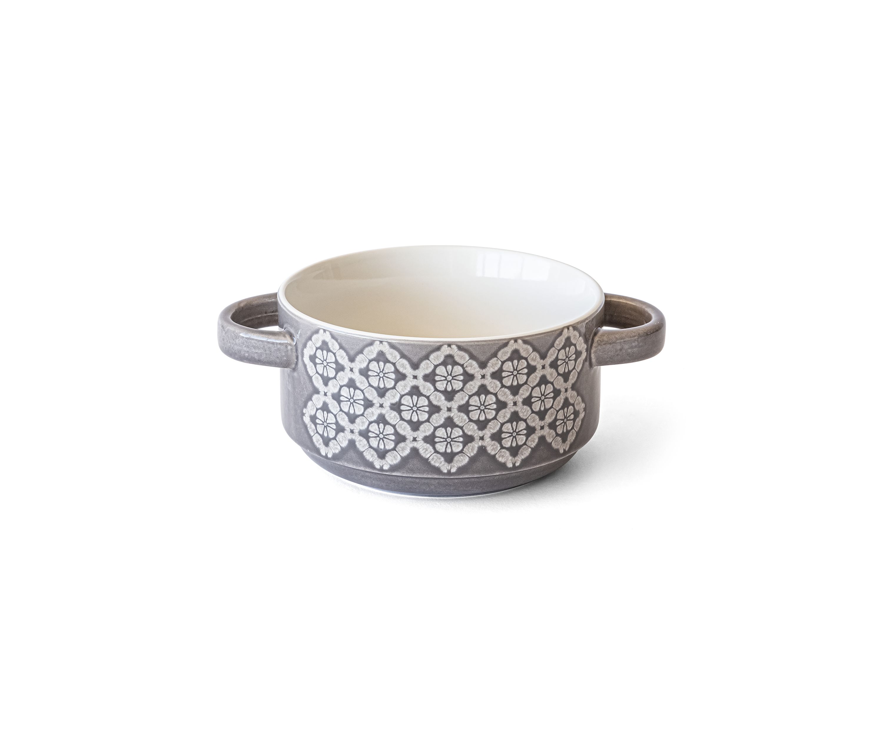 Embossed Gray Soup Mug