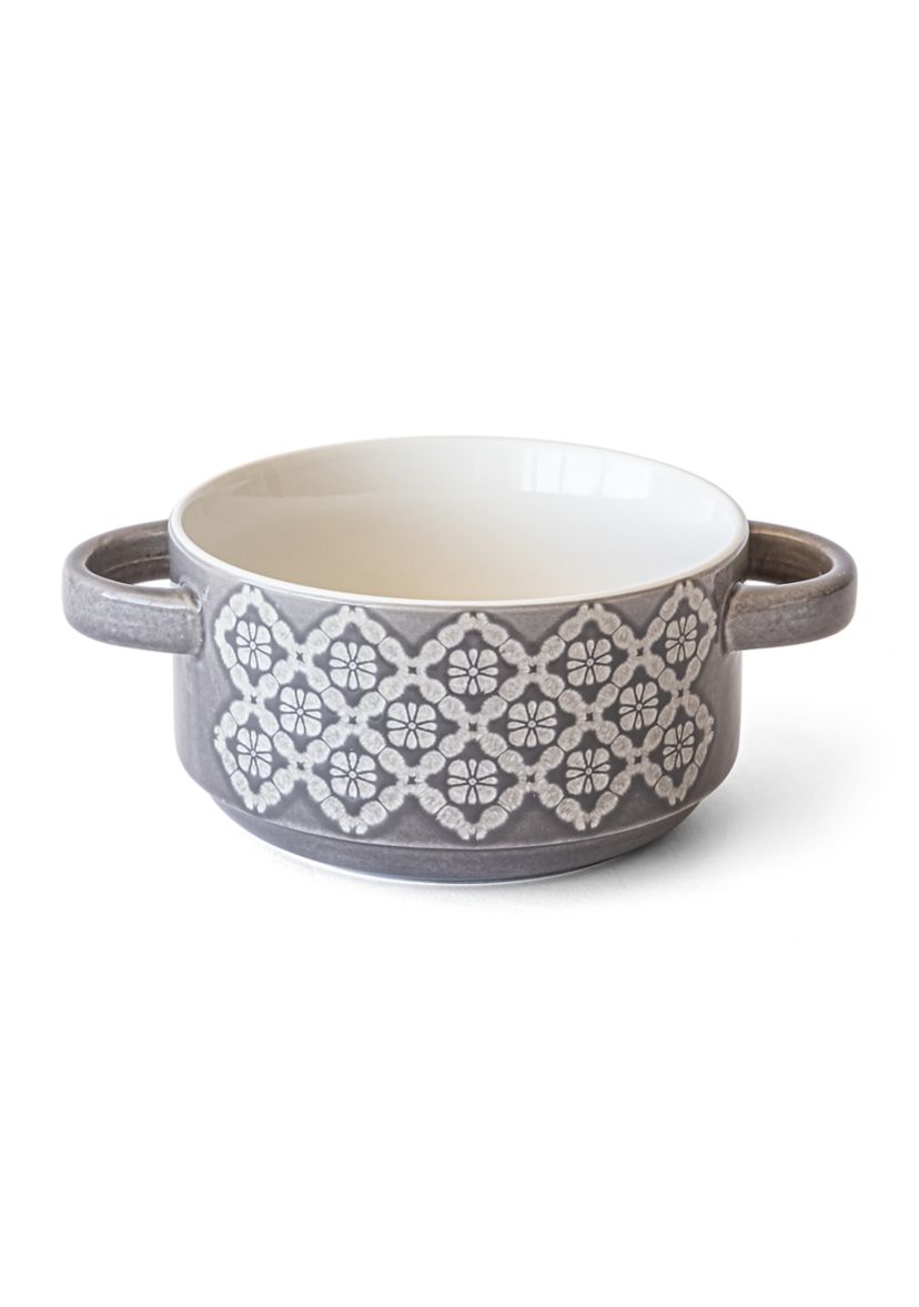Embossed Gray Soup Mug