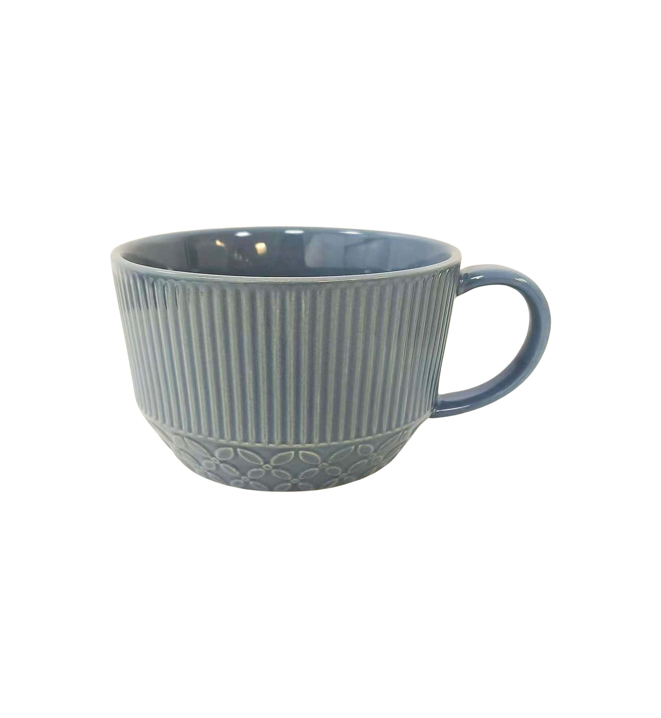 Gray and Blue Glossy Souper Mug