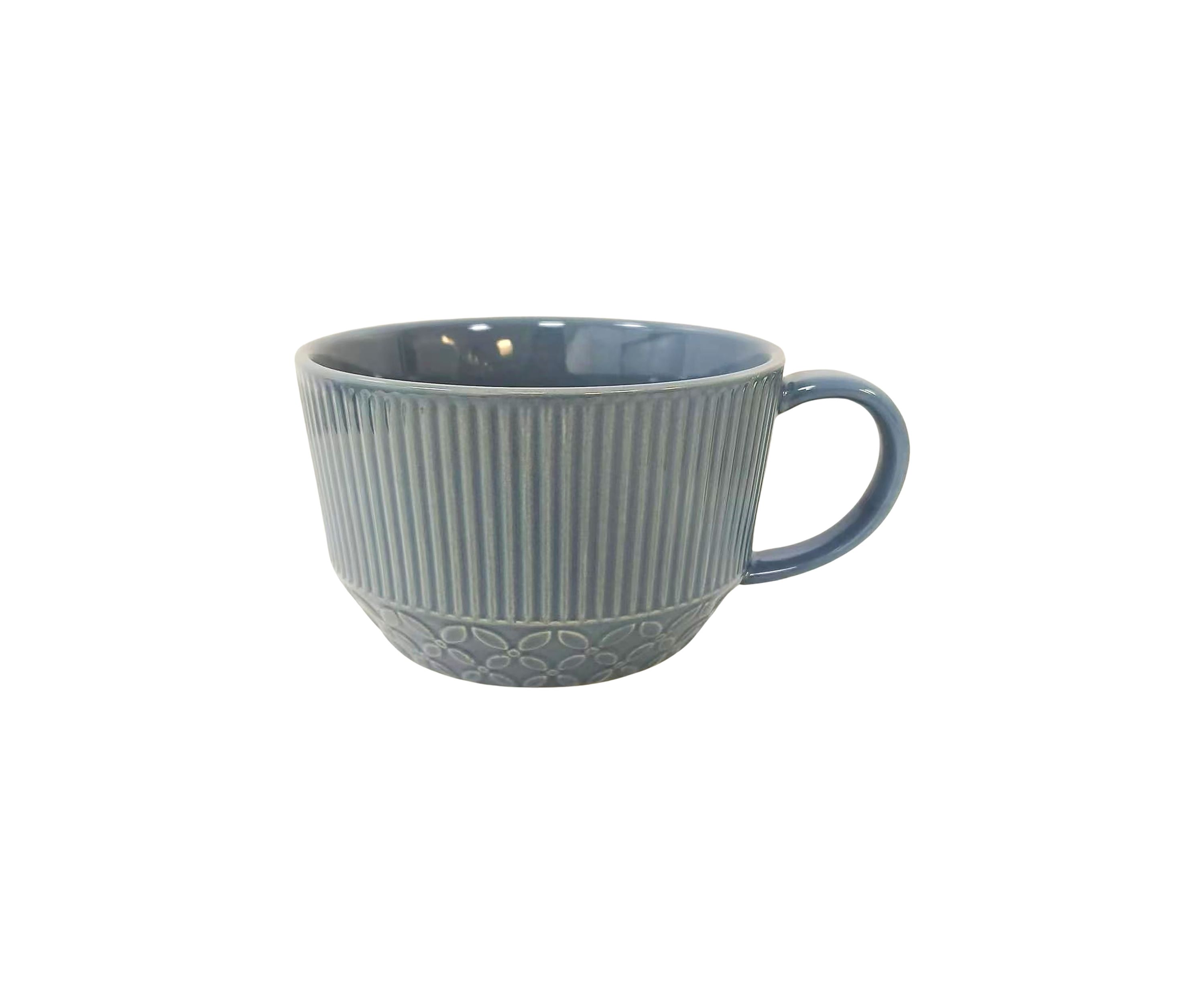 Gray and Blue Glossy Souper Mug