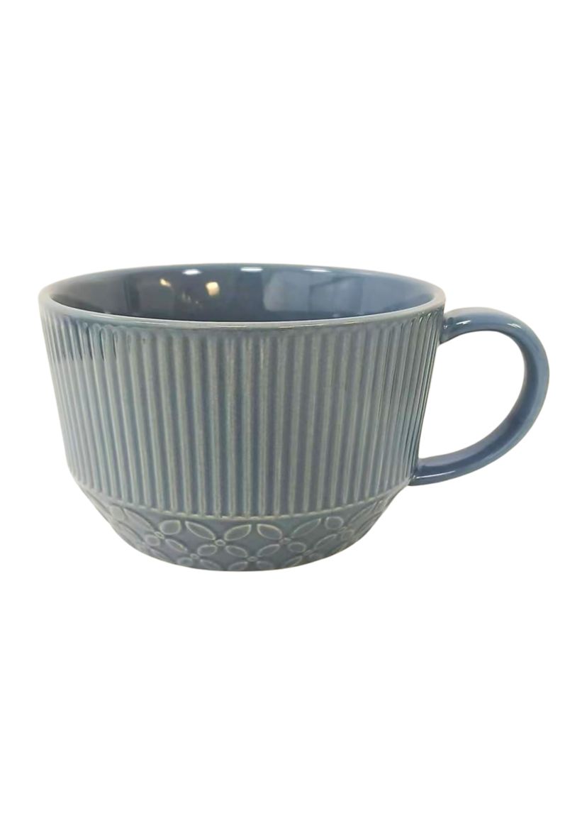 Gray and Blue Glossy Souper Mug