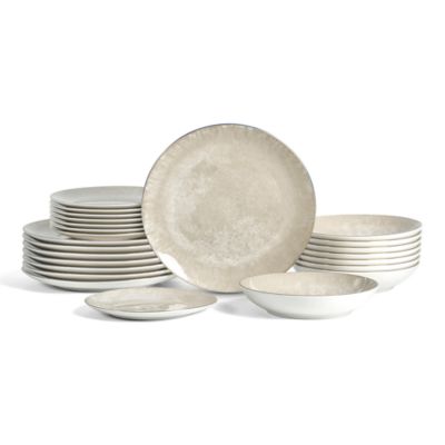 Christian Siriano Onyx 24 pcs Dinnerware Set, Service for 8, Gold