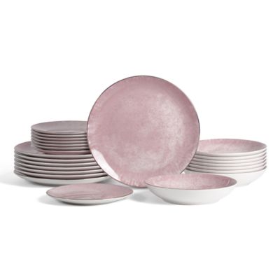 Christian Siriano Onyx 24 pcs Dinnerware Set, Service for 8, Pink