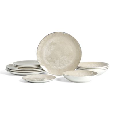 Christian Siriano Onyx 12 pcs Dinnerware Set, Service for 4, Gold