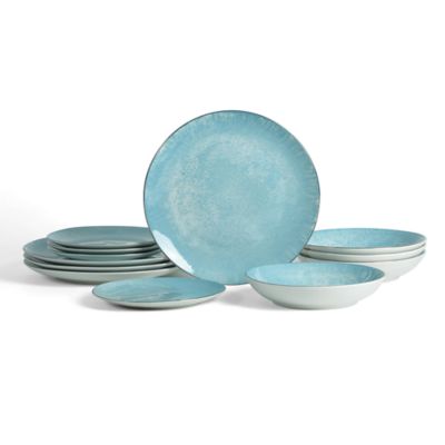 Christian Siriano Onyx 12 pcs Dinnerware Set, Service for 4, Blue