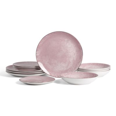 Christian Siriano Onyx 12 pcs Dinnerware Set, Service for 4, Pink