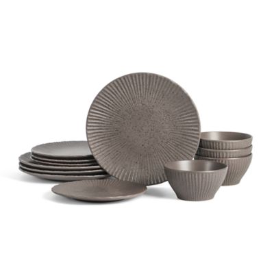 Stone Lain Arlo 12 pcs Dinnerware Set, Brown