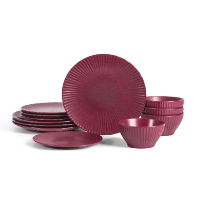 Stone Lain Arlo 12 pcs Dinnerware Set, Burgundy