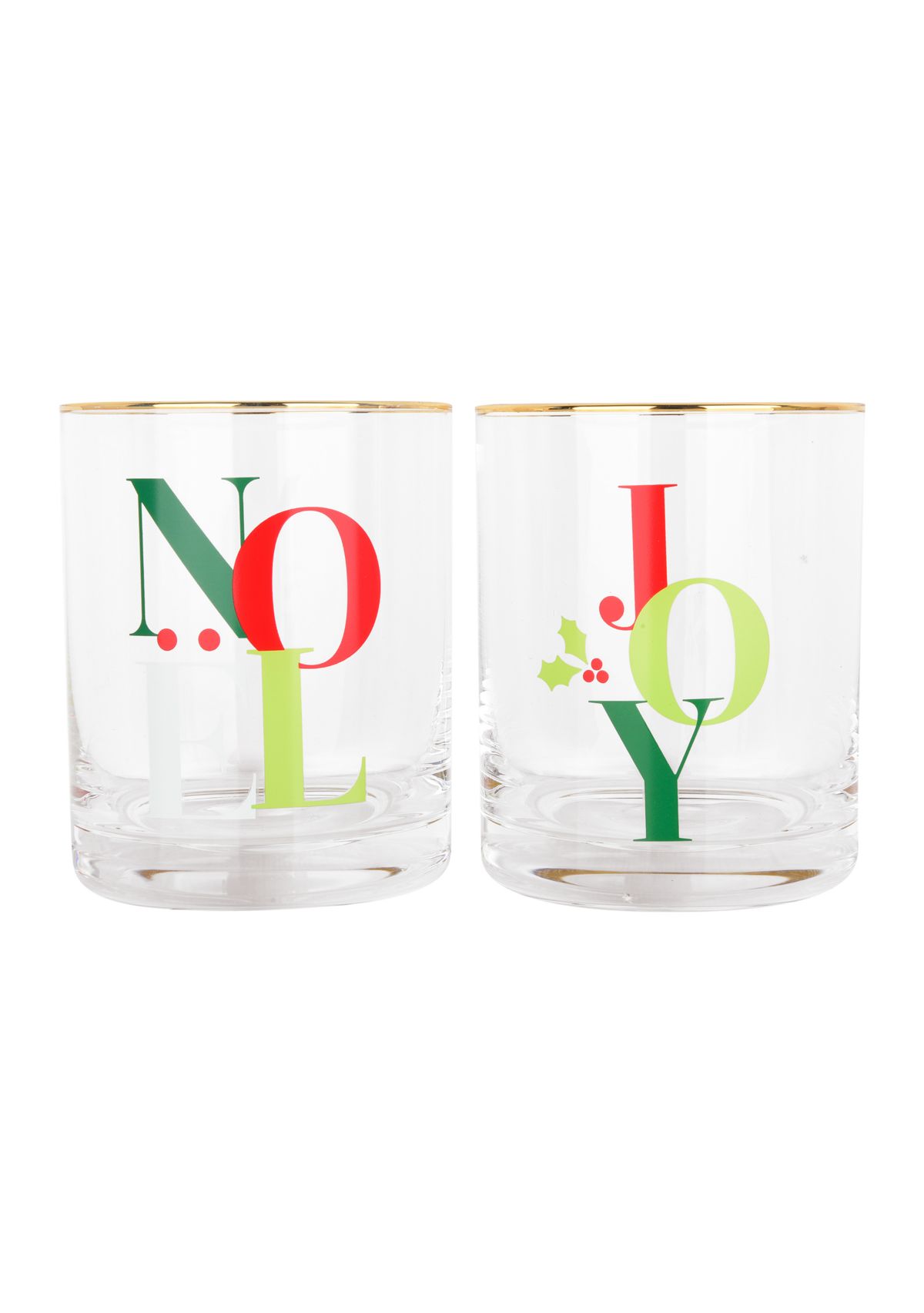 Set of 2 Joy and Noel Glasses