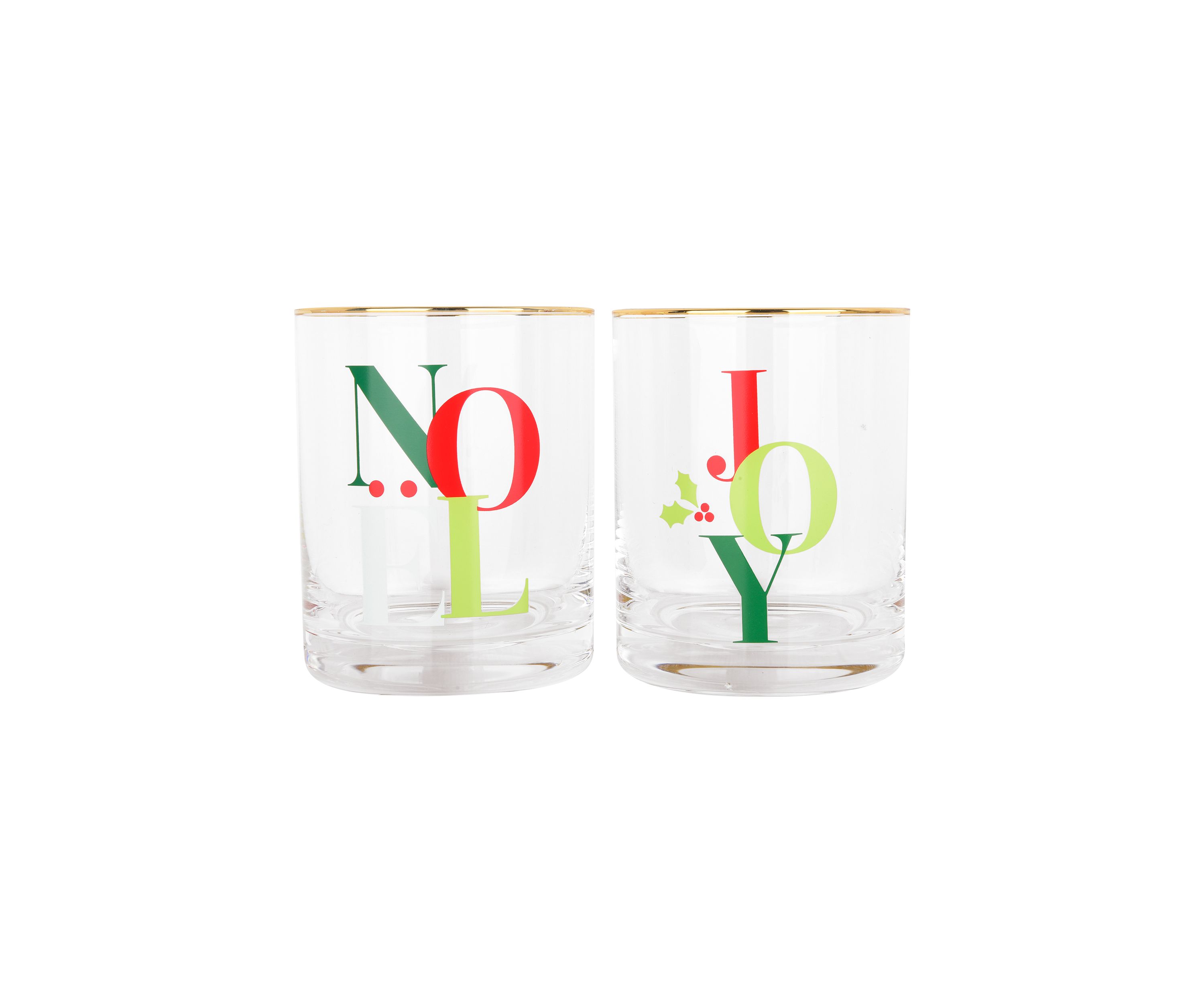 Set of 2 Joy and Noel Glasses