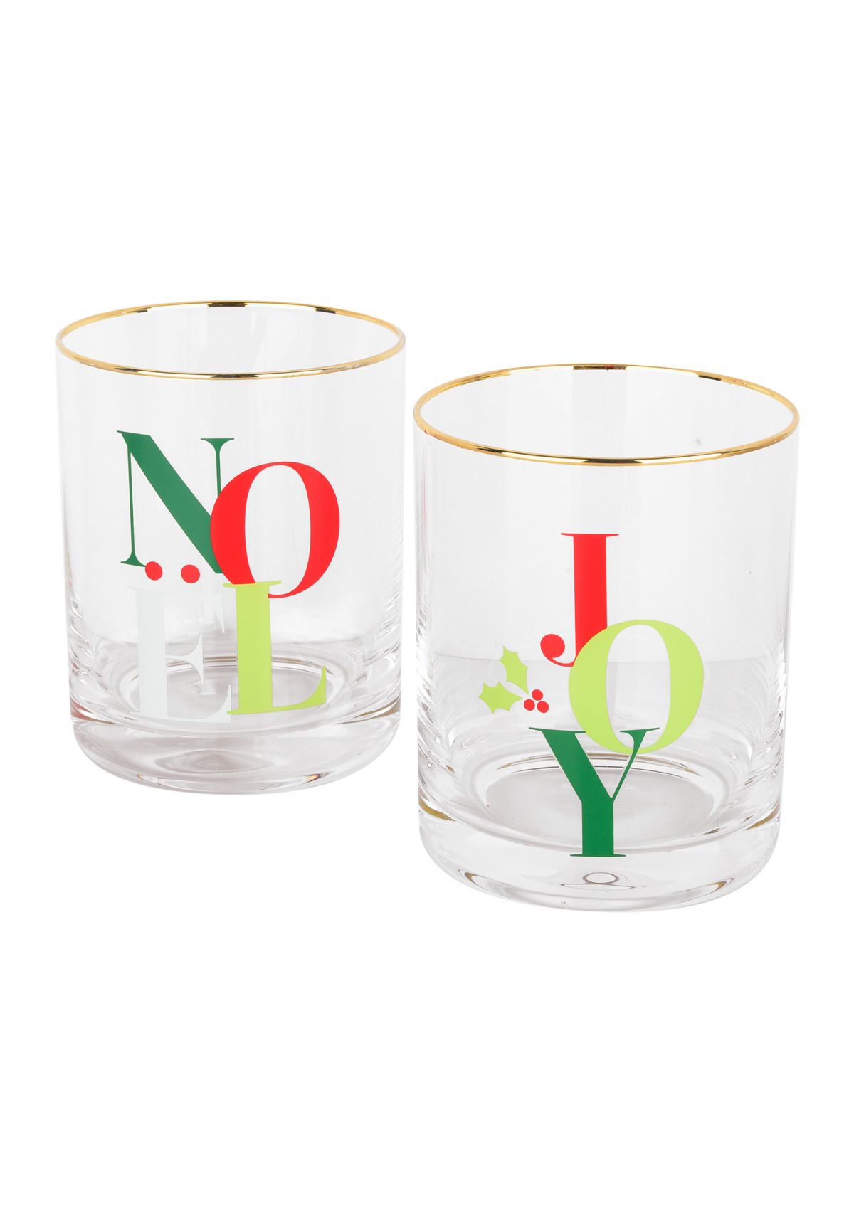 Set of 2 Joy and Noel Glasses