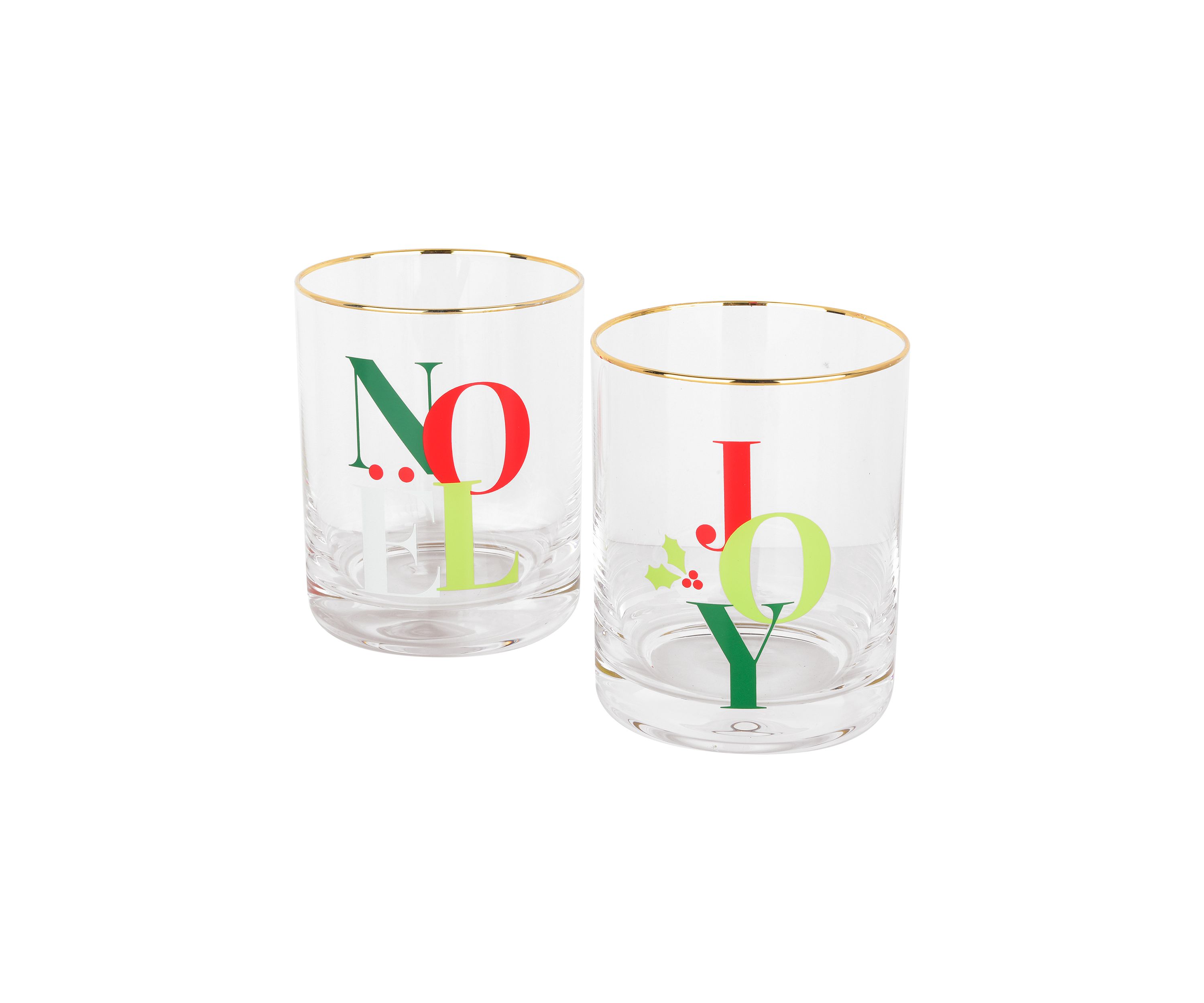 Set of 2 Joy and Noel Glasses