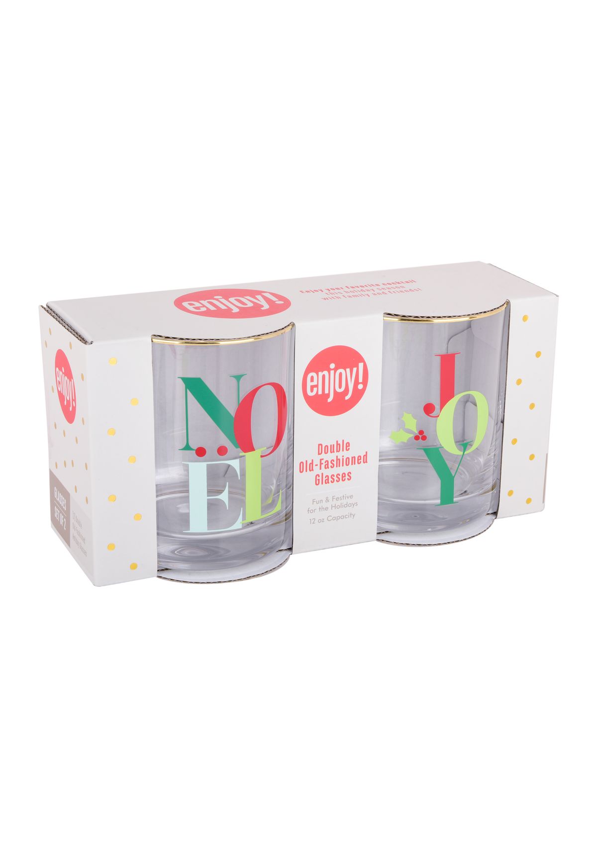 Set of 2 Joy and Noel Glasses