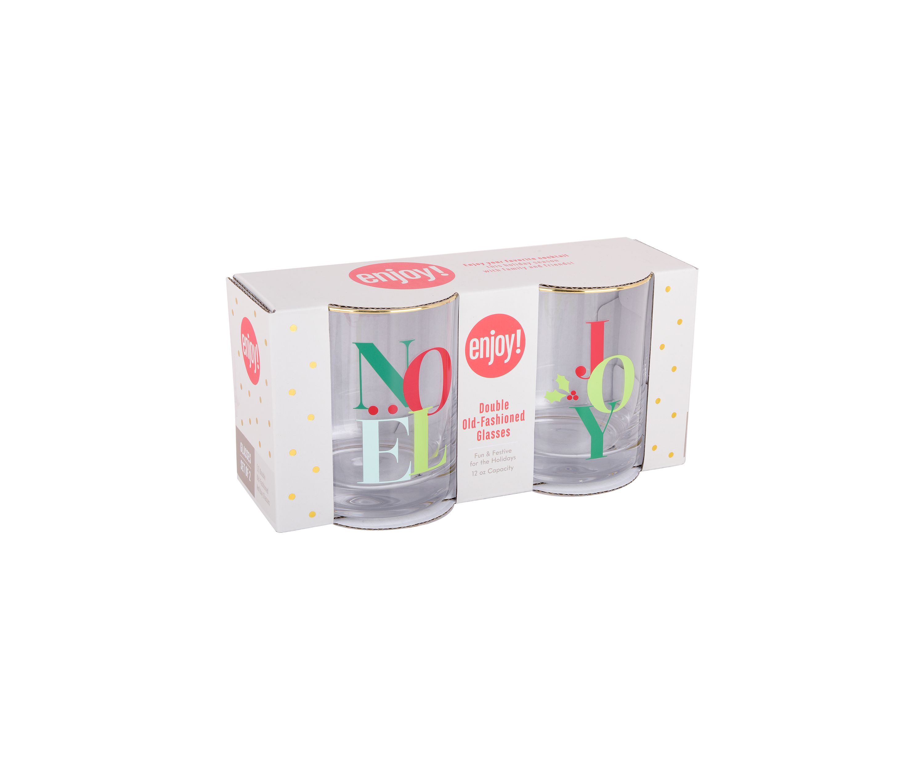 Set of 2 Joy and Noel Glasses